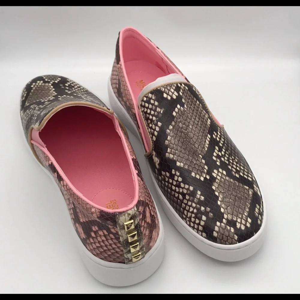 NWT Michael Kors Keaton Slip On Sneakers - SIZE 8 Shell Pink and python